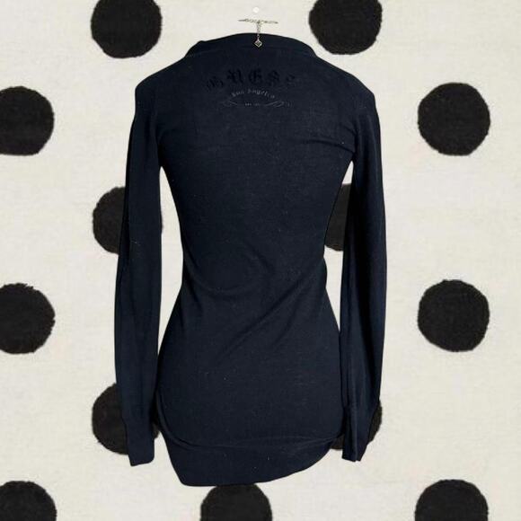 Guess Los Angeles Vintage Black Cardigan Fitted Slimming Button Down Size XS - Picture 2 of 7
